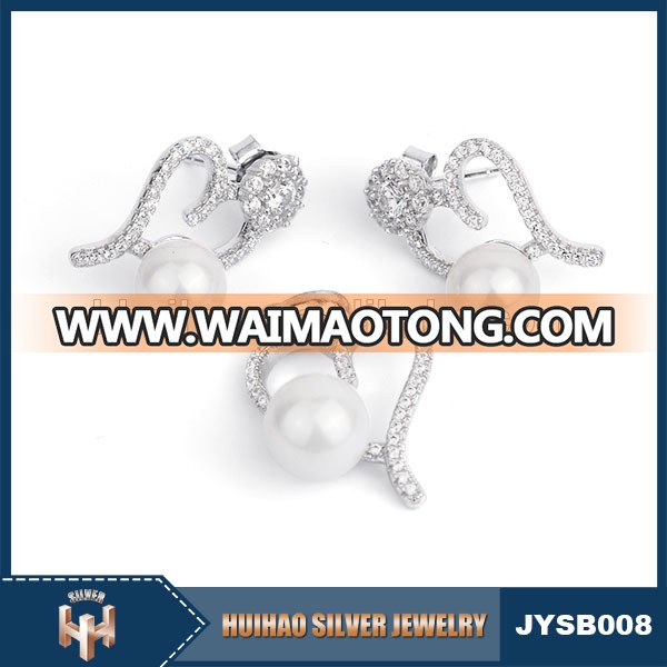 Wholesale vintage love shape 925 sterling silver jewelry sets with pearl Waimaotong express turkish jewelry